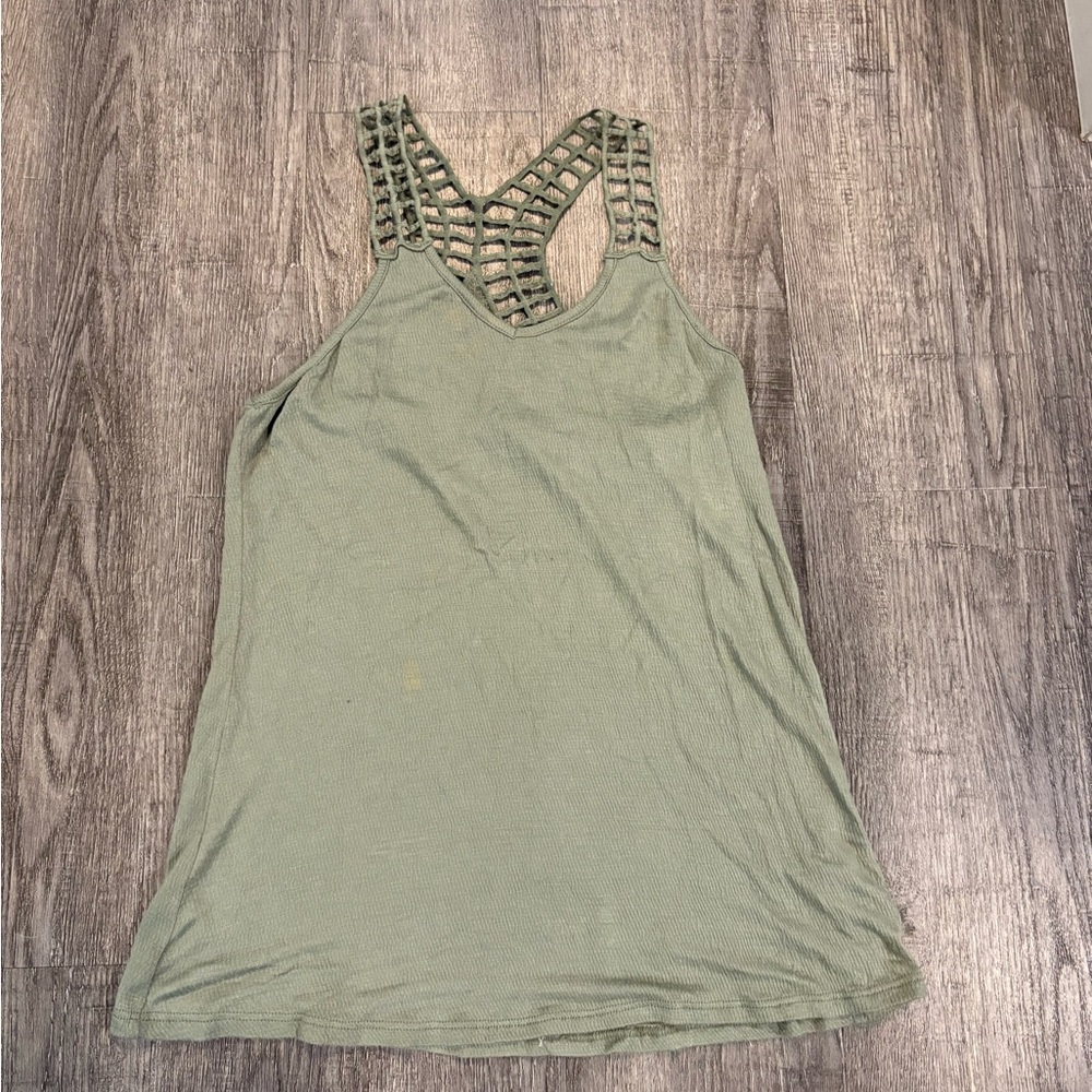 MTS Olive Green Lattice Back Tank Top